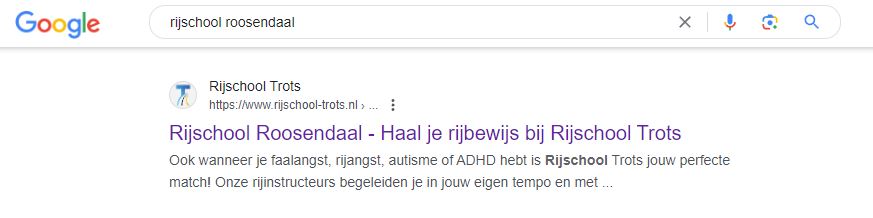 1e pagina rijschool trots