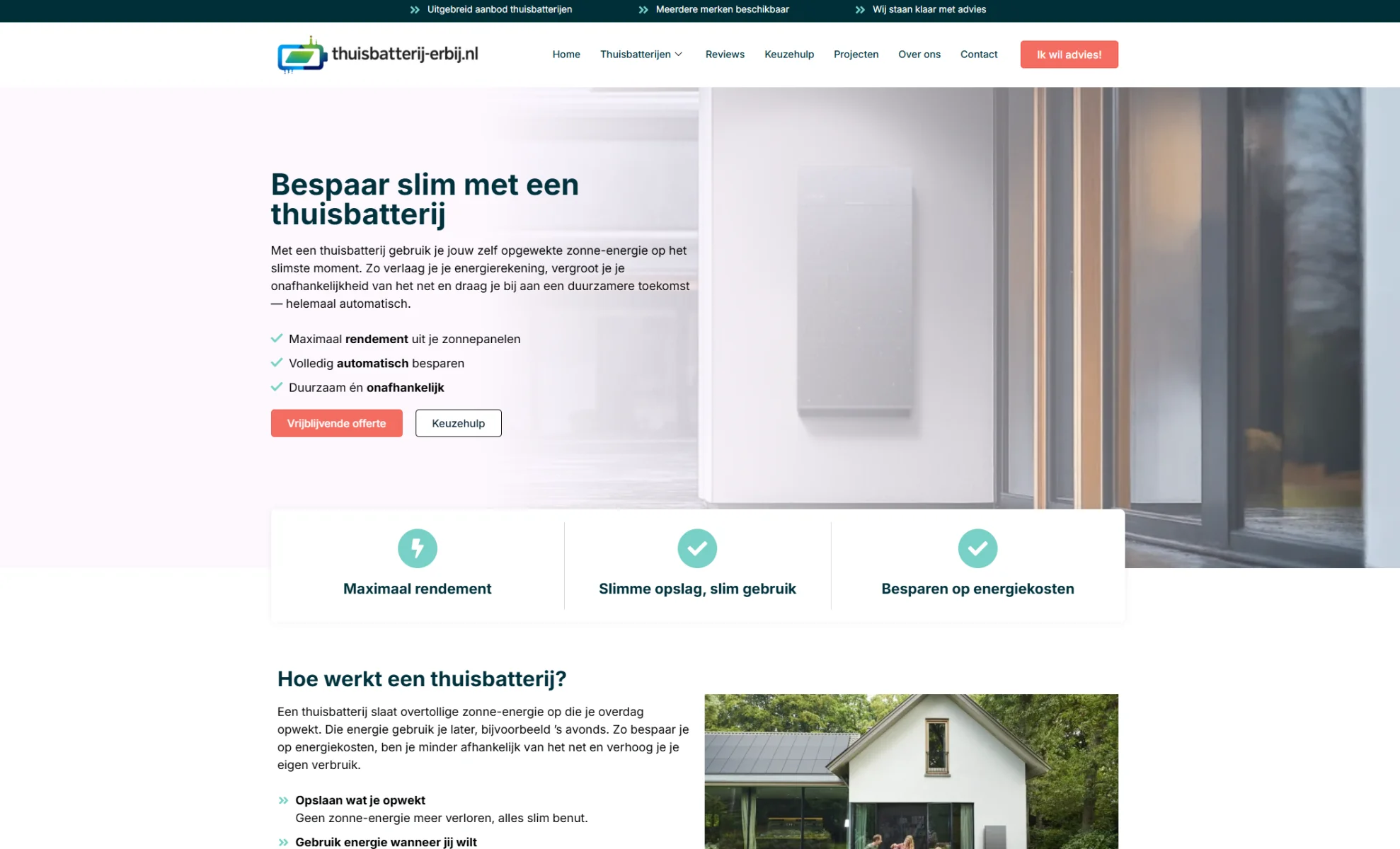 Thuisbatterij voor energieopslag en besparing
